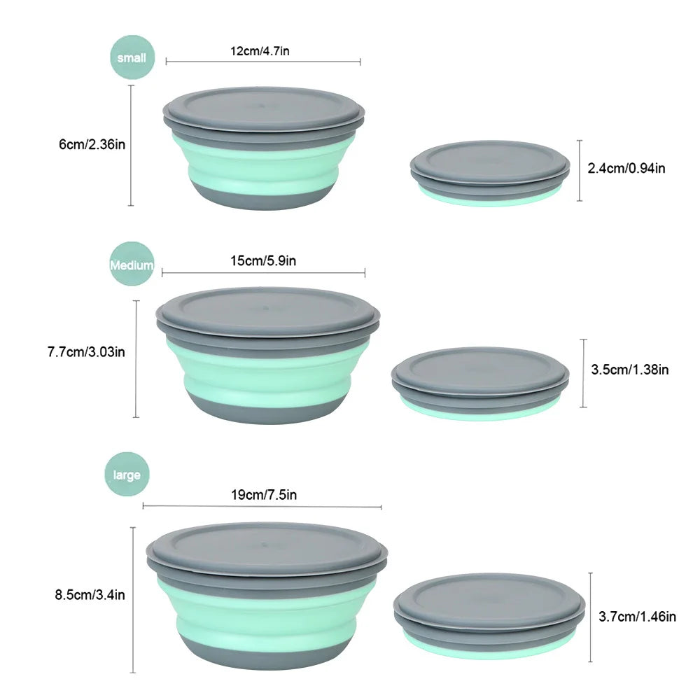 Silicone Folding Lunch Box Lid Portable Picnic Camping Bowl Kitchen