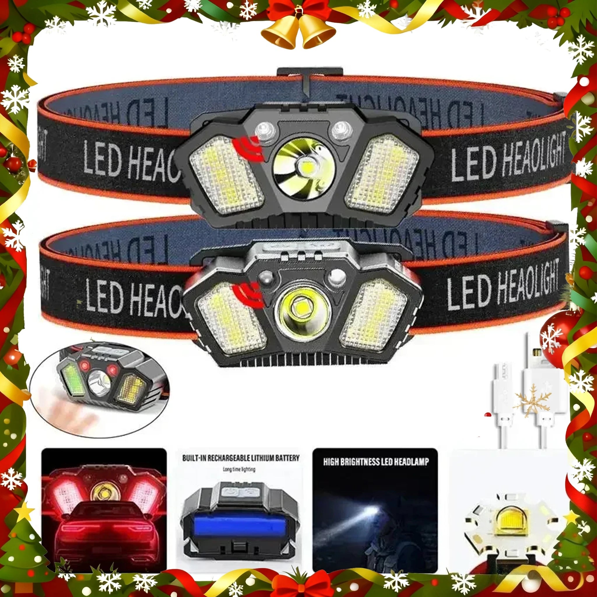KDULIT LED Rechargeable Headlamp – 5-Mode COB Gesture Control