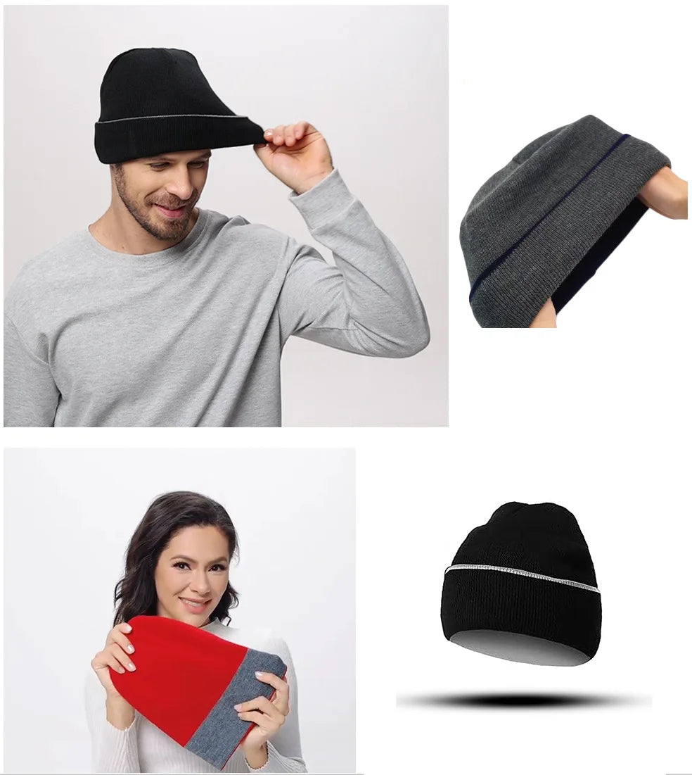 Double Layer Color Block Knit Beanie | Unisex Winter Hat