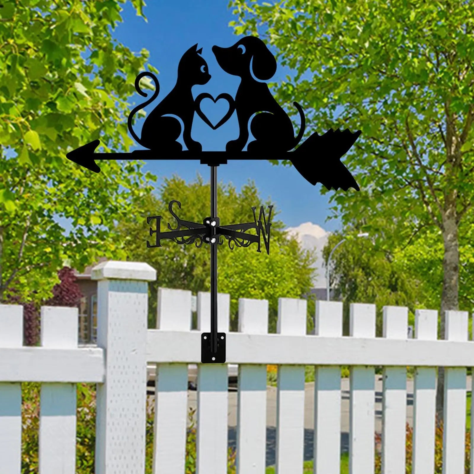 Dog & Cat Silhouette Metal Weathervane | Wind Direction Indicator Garden Weathervane Zpaxo
