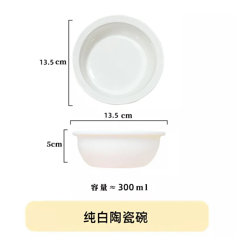 Pet Bowl Cute Ins Storm Dot Ceramic Bowl Dessert Breakfast Bowl Home Cat Dog Bowl Feeding Basin Cat Caramics Supplies Zpaxo White