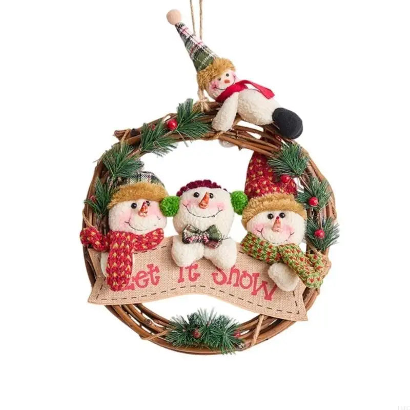 Christmas Santa Snowman Reindeer Flannel Wreath Festival Holiday