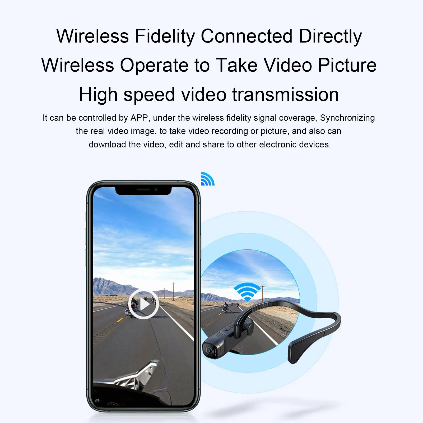 Head Mounted Camcorder 4K APP Control 120 Wide Angle 6 0 Anti Shake