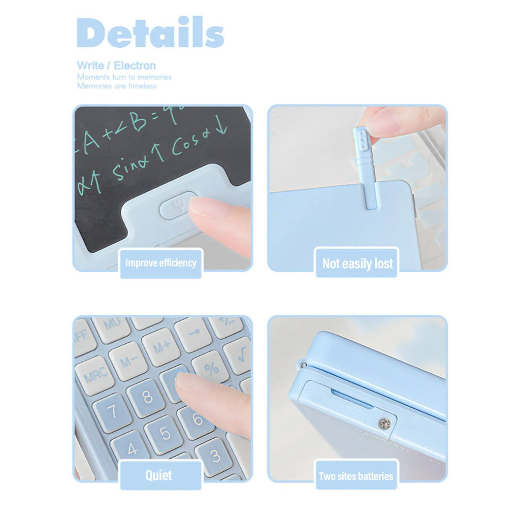 Handwritten Calculator LCD Screen Calculator with Notepad 12 Big Buttons Portable Calculator for Business School Home Work Space Zpaxo