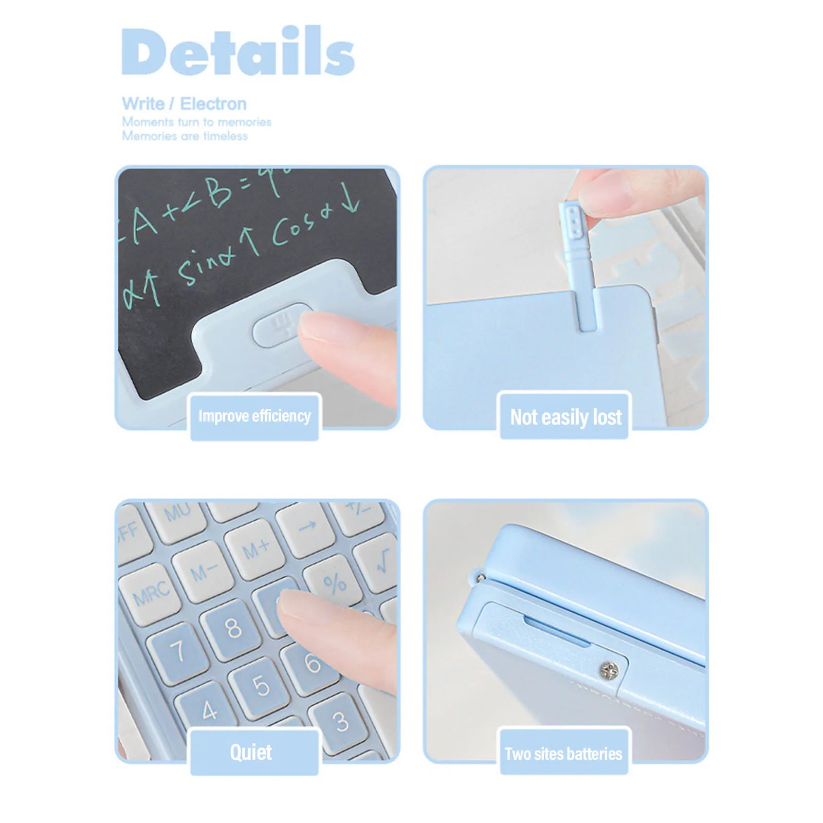 Handwritten Calculator LCD Screen Calculator with Notepad 12 Big Buttons Portable Calculator for Business School Home Work Space Zpaxo