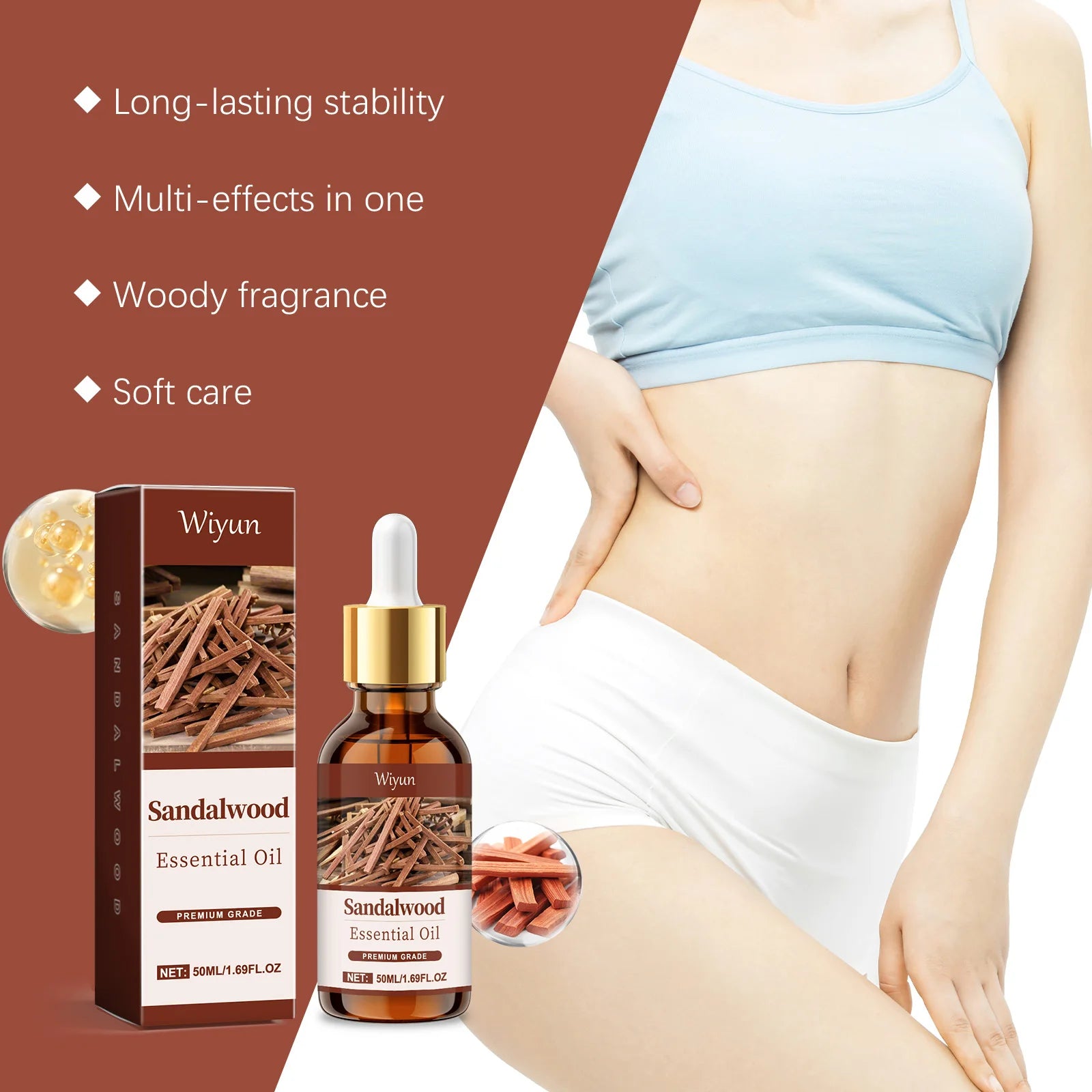 WIYUN Sandalwood Essential Oil – Hair, Body & Massage 50ml Sandalwood Essential Oil Zpaxo