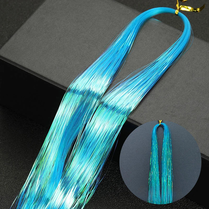 Shiny Laser Sparkle Metallic Hair Tinsel Rainbow Strands Braiding