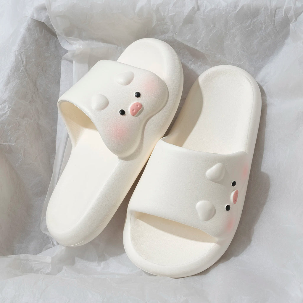 Cute Cartoon Pig Slippers Unisex Men Women Extremely Comfy Cushioned Zpaxo WHITE 36-37