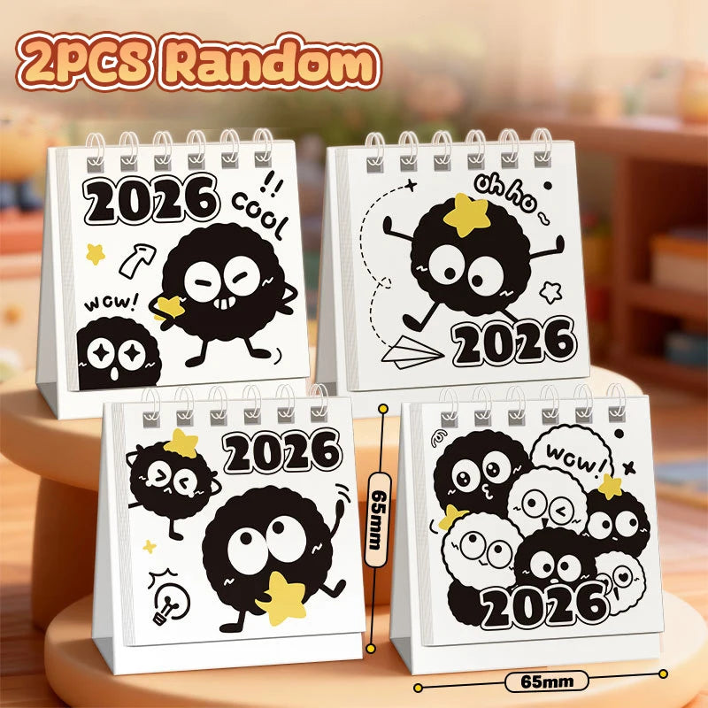 4PCS Mini 2026 Calendar Portable Cute Cat Office School Supplies Calendar Desk Calendar Monthly Planner Desk Decor Record Gifts Zpaxo A 2PCS random