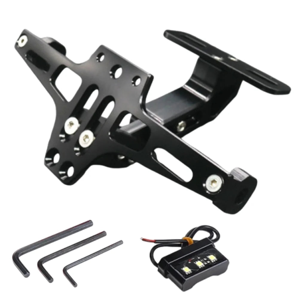 Aluminum Alloy Motorcycle Rear License Plate Mount Adjustable Zpaxo Black