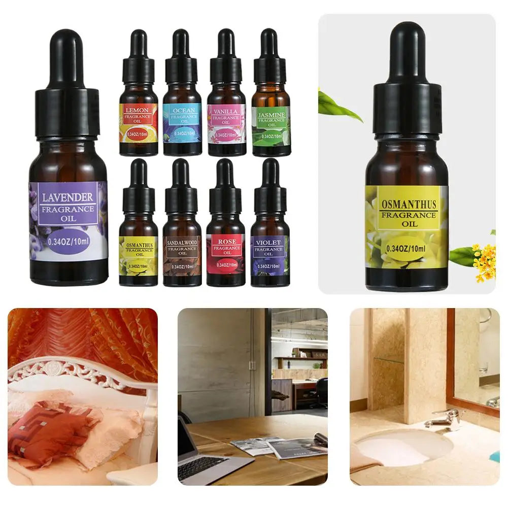 10ml Natural Essential Oils | 9 Scents for Diffuser & Humidifier Aromatherapy Essential Oil Zpaxo