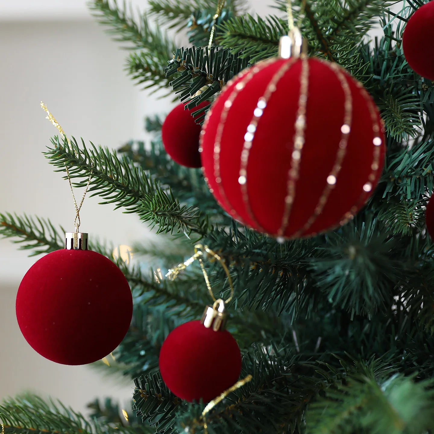 36-Pack Burgundy Velvet Christmas Ball Ornaments | Tree Baubles