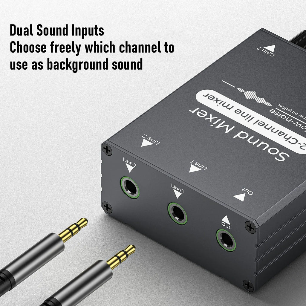 2 Way Sound Mixer Channel 1 Out Mixing Switcher Dual Volume Control