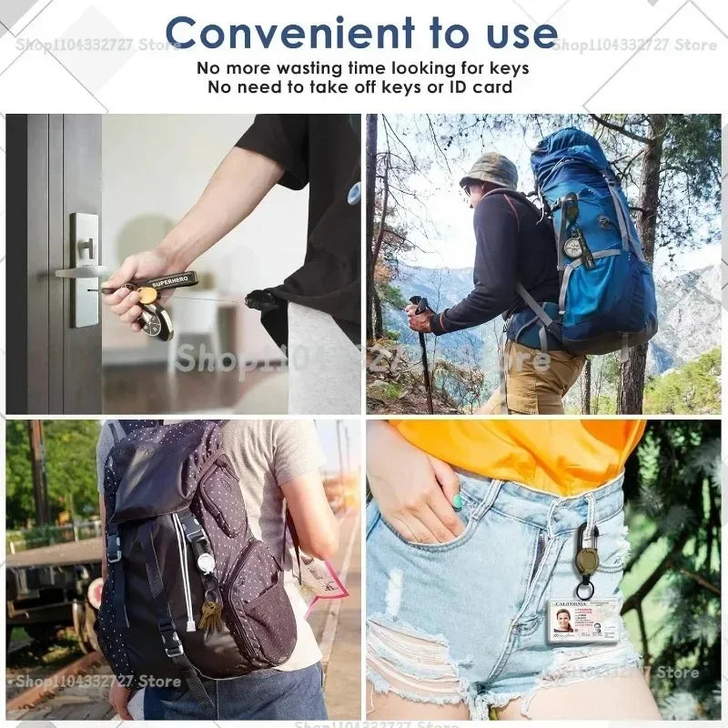 Extendable Retractable Holders KeyChain Carabiner Holder Heavy Duty Clip with Carabiner Key Chain Spring Key Ring Outdoor Tool Zpaxo