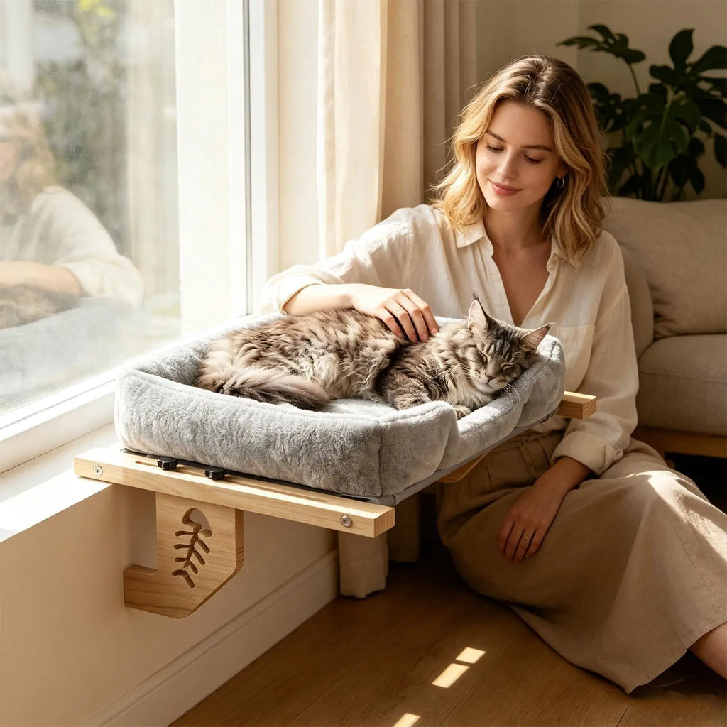 Cat Window Bed Plush Cushion Ball Resting Spot Seat Home Apartment