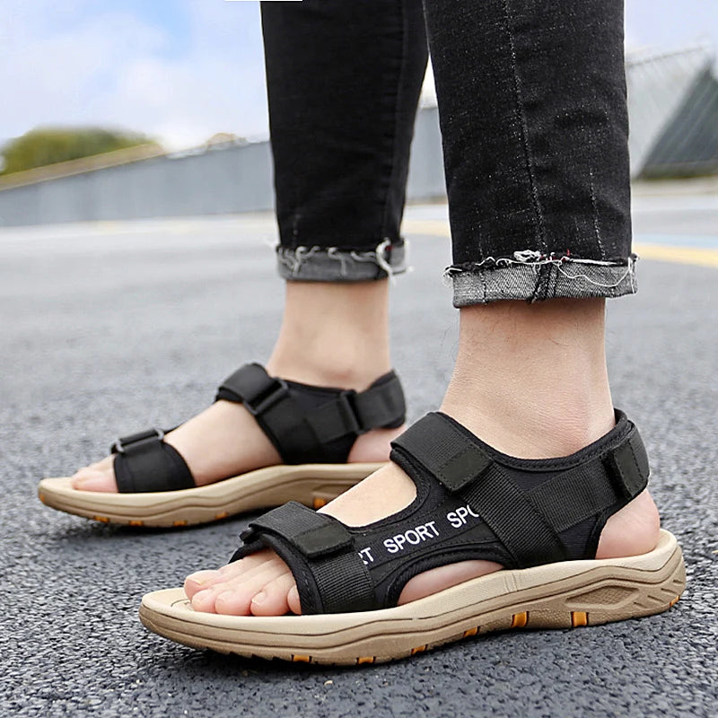 Summer Men Sandals Leather Mens Casual Shoes Outdoor Beach Roman Zpaxo