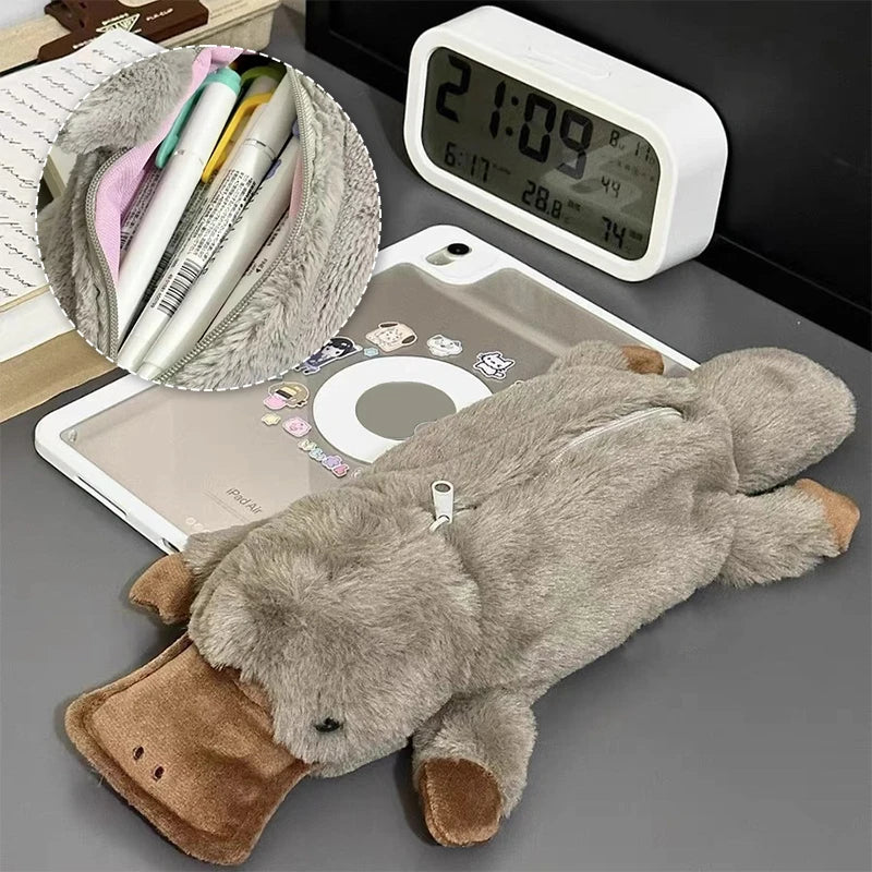Pleasant Platypus Pen Storage Makeup Case Plush Writing Tool Pouch Zpaxo One size