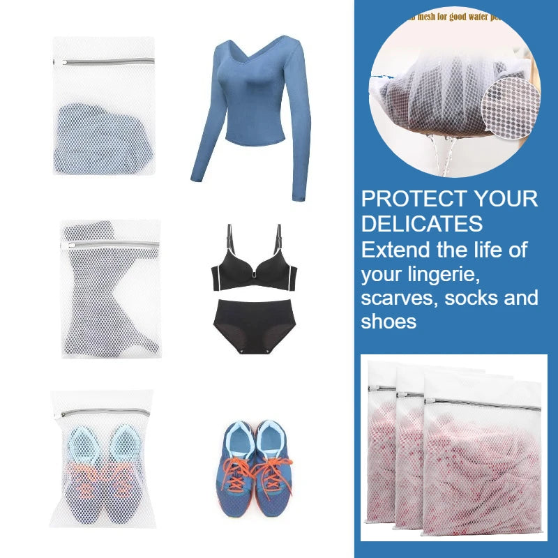 1-10PCS White Durable Honeycomb Mesh Laundry Bags for Delicates Net Fabric Durable and Reusable Delicate Wash Bag Zpaxo
