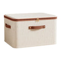 Linen Zipper Storage Boxes – Non-Woven Fabric Closet Organizer Fabric Storage Bins Zpaxo Beige L