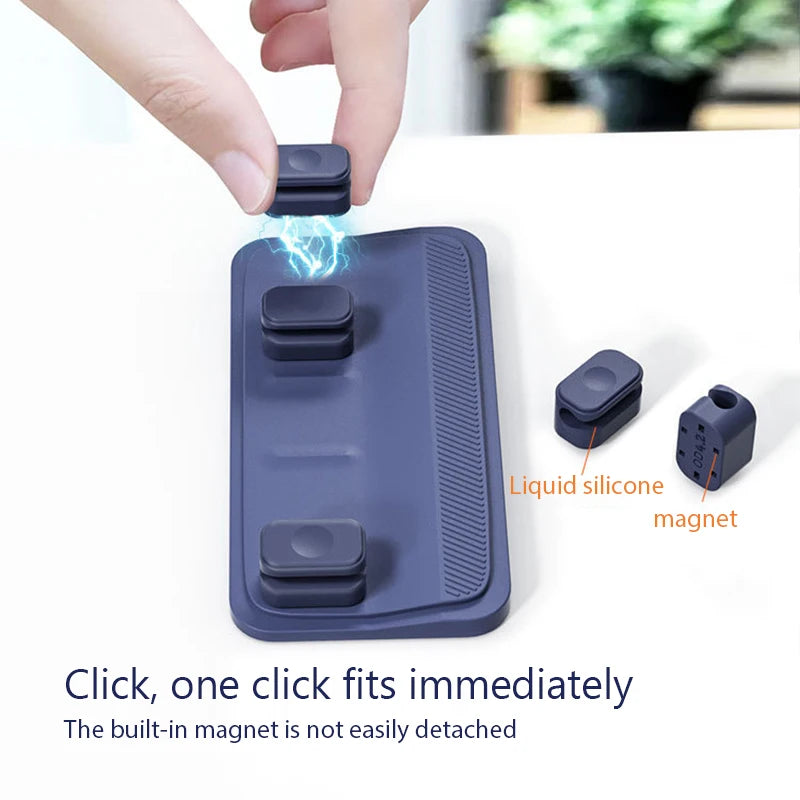 Self-adhesive Silicone Magnetic Cable Organizer USB Data Charging Line Holder Flexible Desktop Clips DIY Mouse Wire Management Zpaxo
