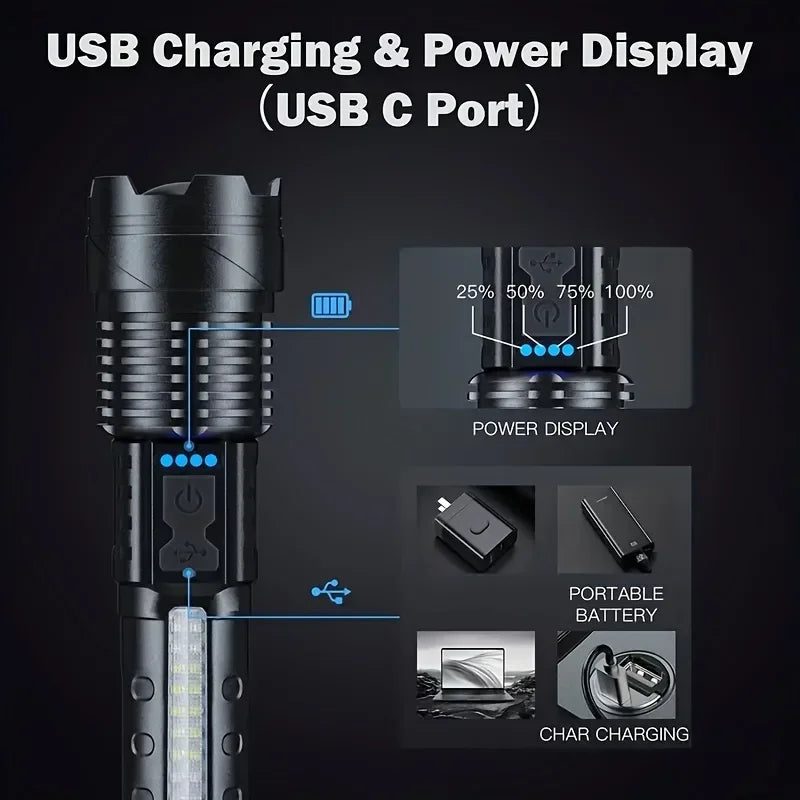 P50 LED Tactical Flashlight 2000LM – Zoomable & Rechargeable Tactical Flashlight Zpaxo