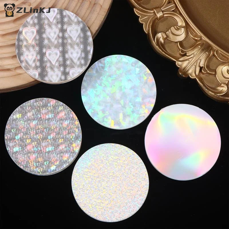 ▶100pcs 7cm/2.75in Transparent Laser Star Heart Pattern Badge Film Protective Covers for DIY Badge Maker Part Tools Zpaxo
