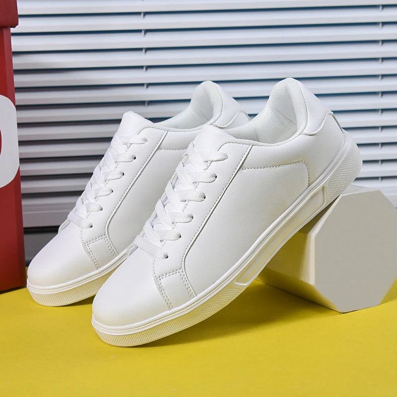 White Shoes Men Women Same Spring Autumn Leather Waterproof Casual Zpaxo