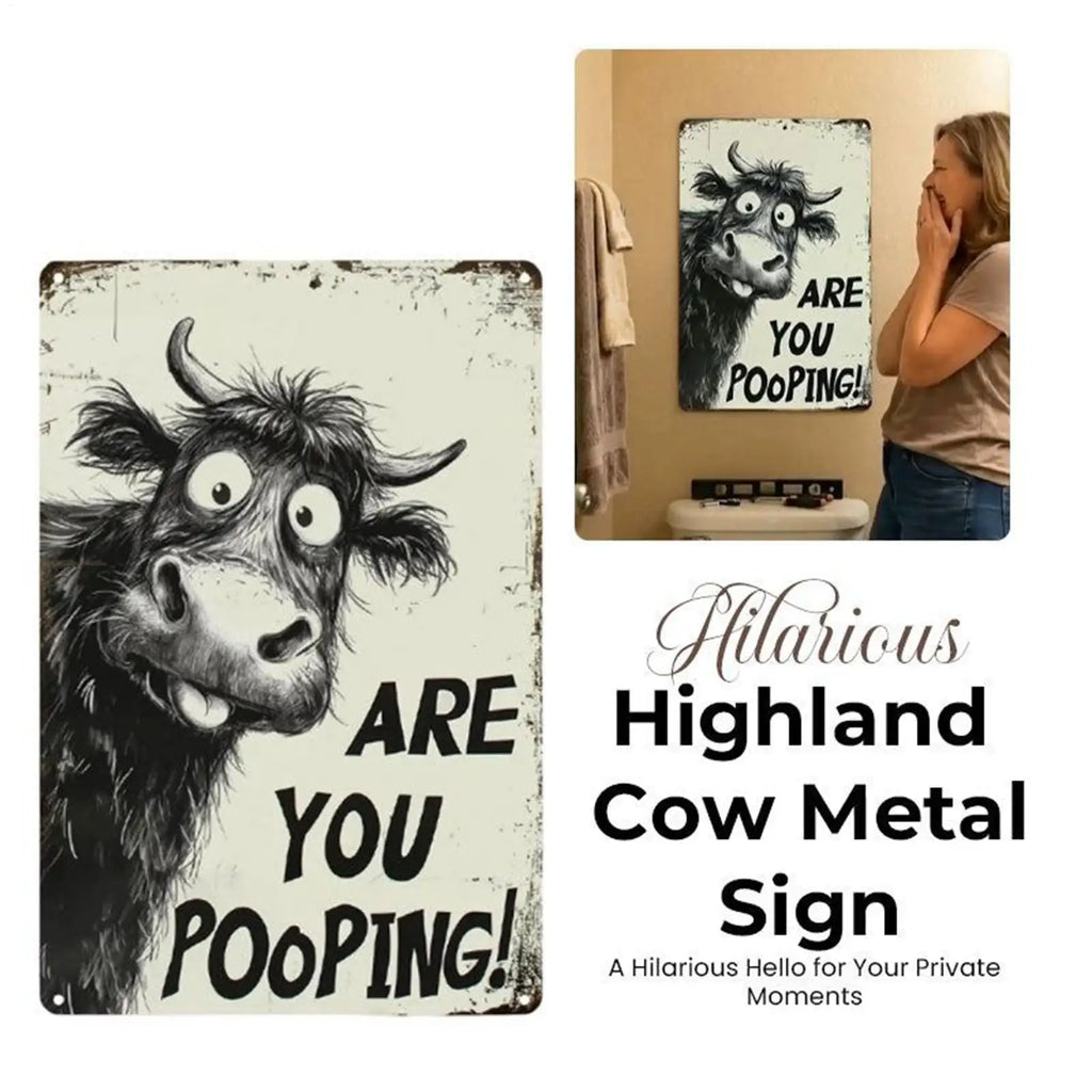 Funny Modern Cow Wall Art 30x20cm Metal Tin Sign Quote You Pooping