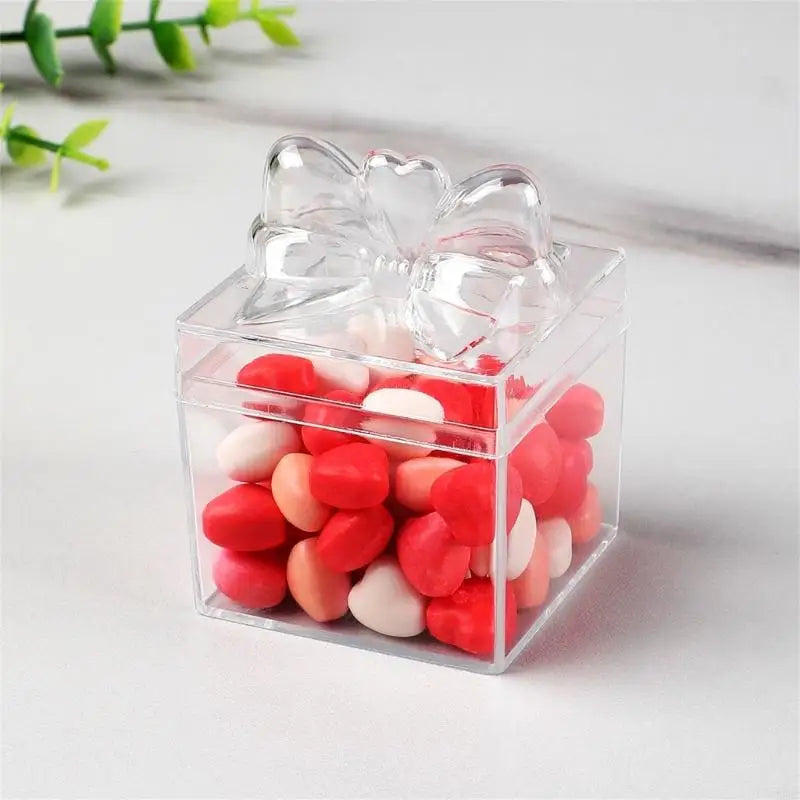 12Pcs Bowknot Candy Box Clear Plastic Party Treat Box For Wedding Gift Packaging And Birthday Anniversary Celebration Zpaxo CN