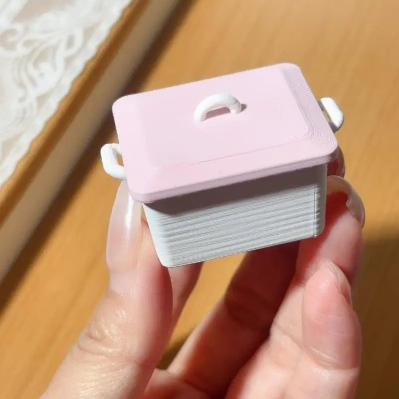 ▶1Pcs 1/12 Dollhouse Miniature Pancake Box Plate Model With Lid Kitchen Accessories For Doll House Decor Kids Toys Gift Zpaxo Pink