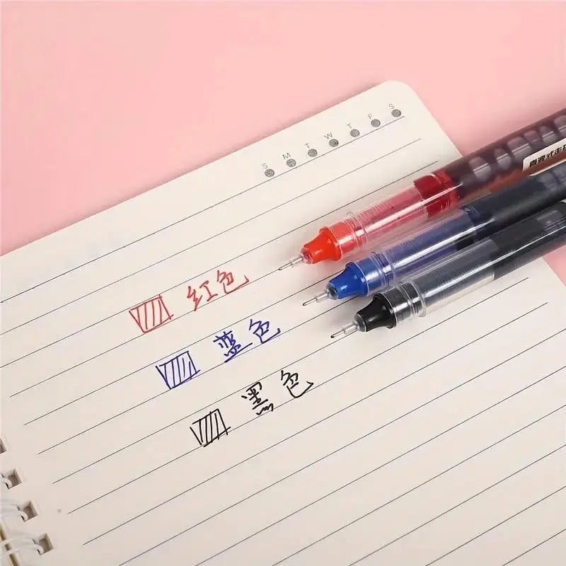 10pcs 0.5mm Gel Pencil Needle Type Gel Pen Black Blue Red Ink Straight Liquid Pen Writing Pens School Office Stationery Supplies Zpaxo