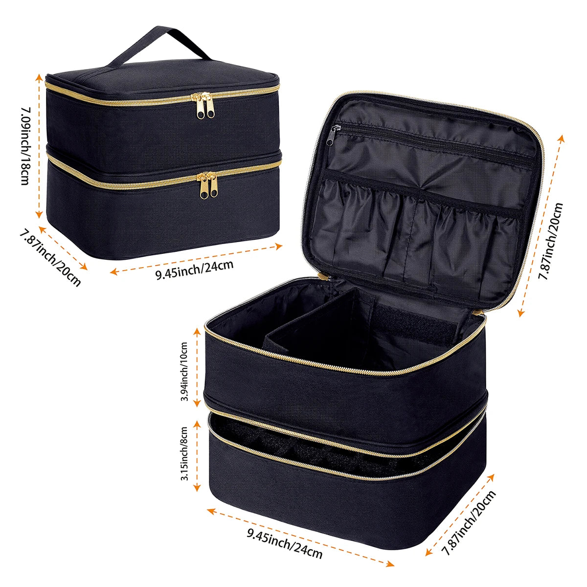 Double Layer Nail Polish Organizer Cosmetic Tote Bag Cosmetic Organizer Bag Zpaxo