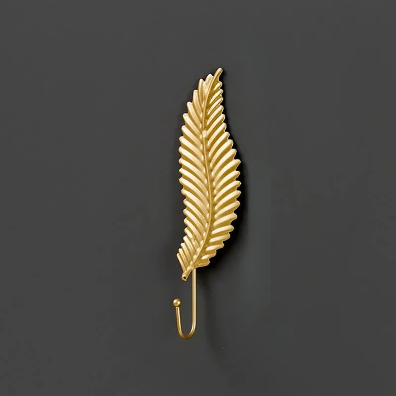 Ginkgo Leaf Wall Hook Gold Decor Self-adhesive Clothes Hanger No
