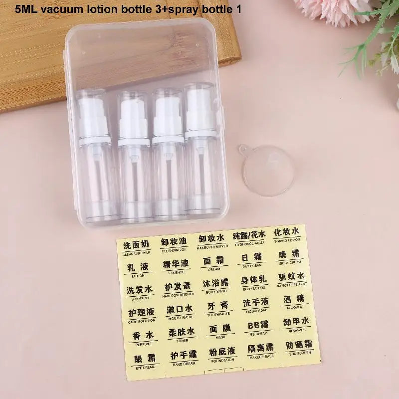 5 10 Clear Portable Refillable Bottles Empty Airless Pump Cosmetic Zpaxo A1