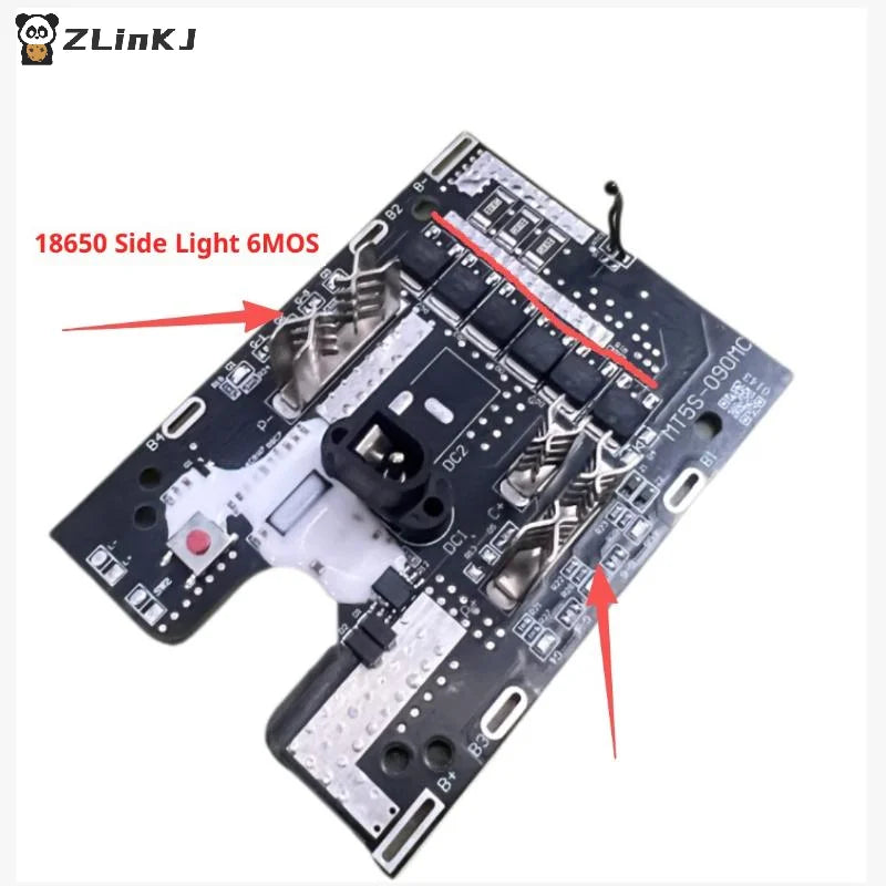 6MOS 21V 18650 Side Lights Protection Board Temperature Control Angle Zpaxo