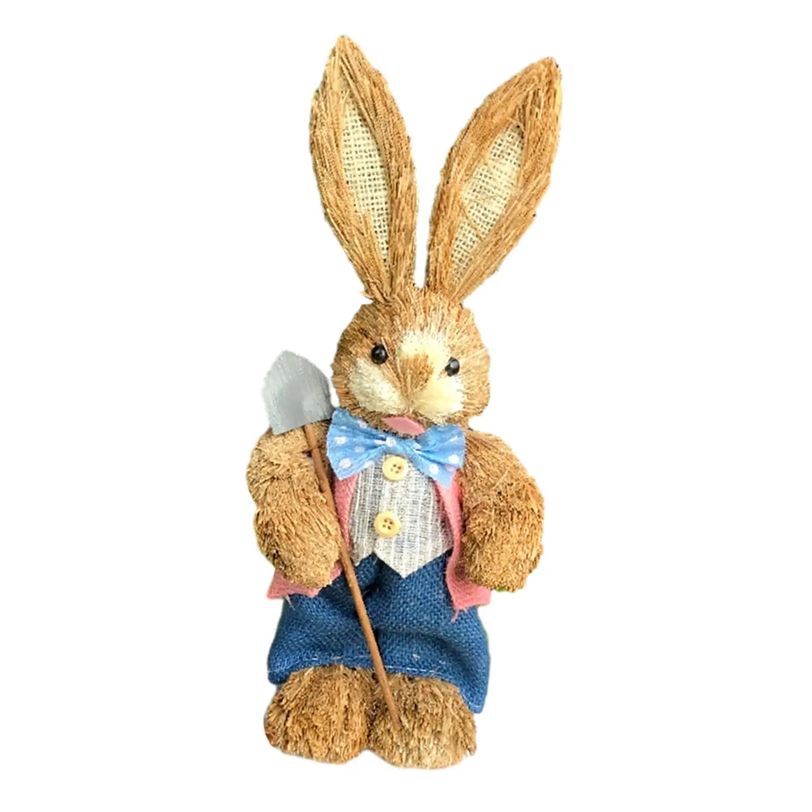 Straw Easter Bunny Statue – 13.78" Standing Rabbit Figurine Easter Bunny Figurine Zpaxo Style B