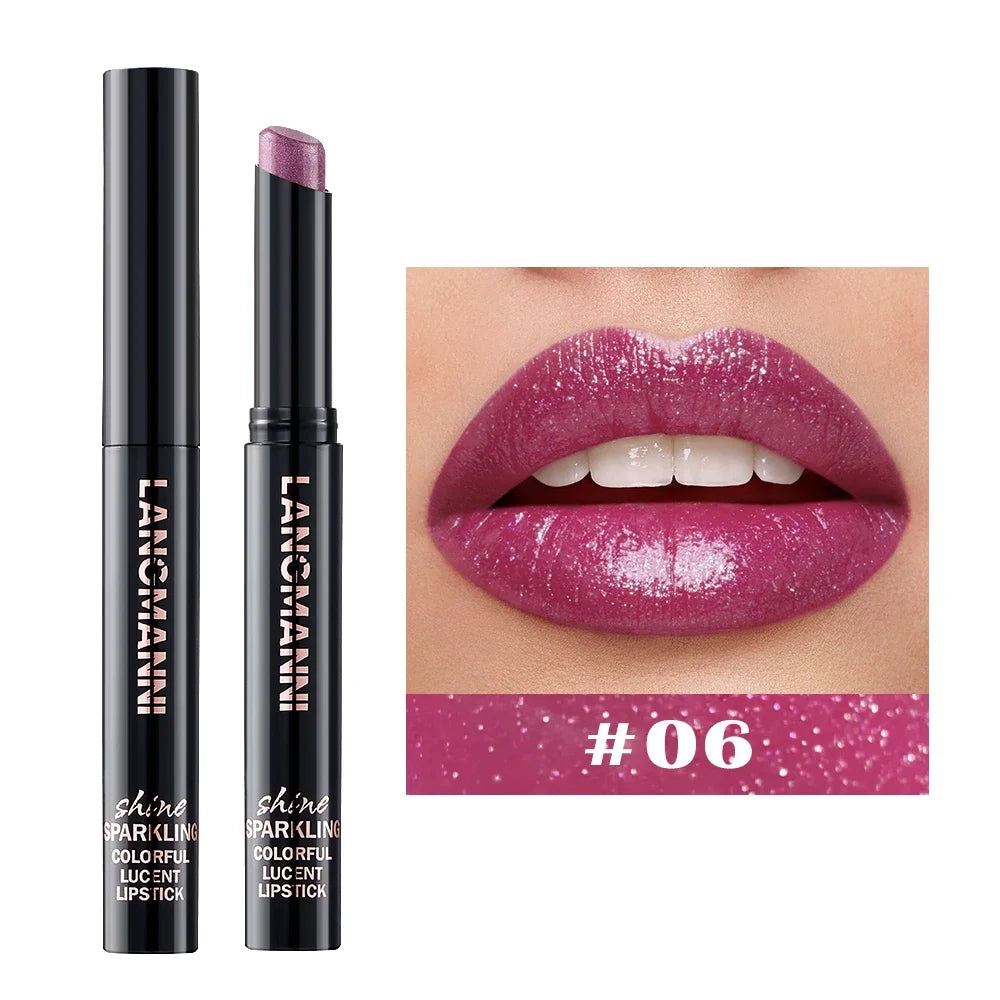 10Color Diamond Glitter Velvet Lipstick Long Lasting Moisturizing Zpaxo 06