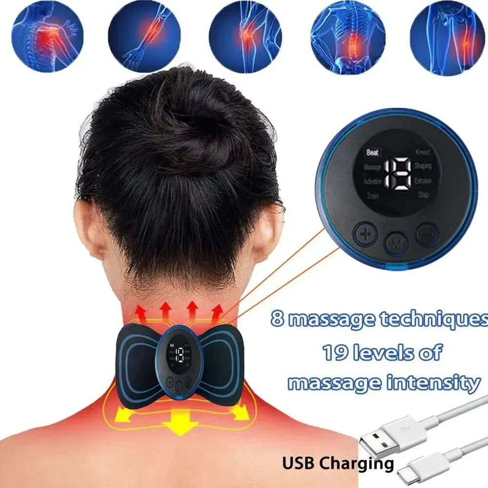1 5 EMS Neck Electric Massager Cervical Patch 8 Modes 19 Levels