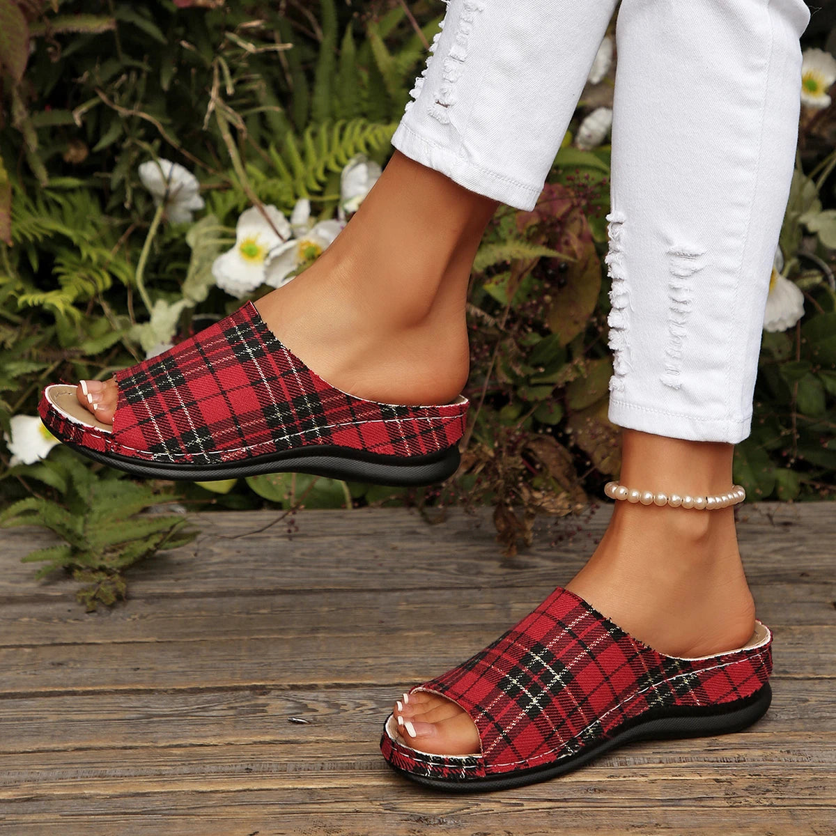 Women Wedge Slippers Open Toe Breathable Sandals Summer 2025 Fashion