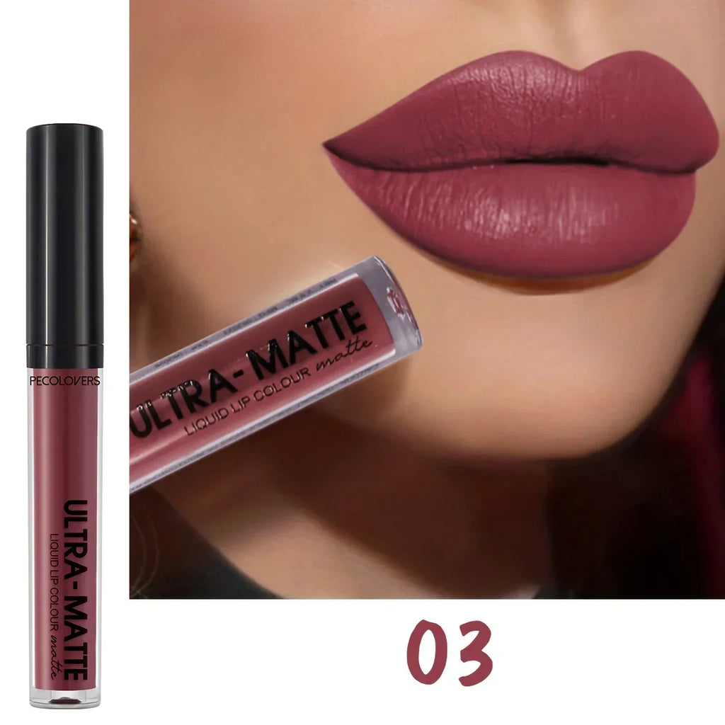 1PC 12-color Matte Lip Gloss, Velvet Sexy Liquid Lipstick, Long-lasting, Waterproof, Lip Makeup Zpaxo 03