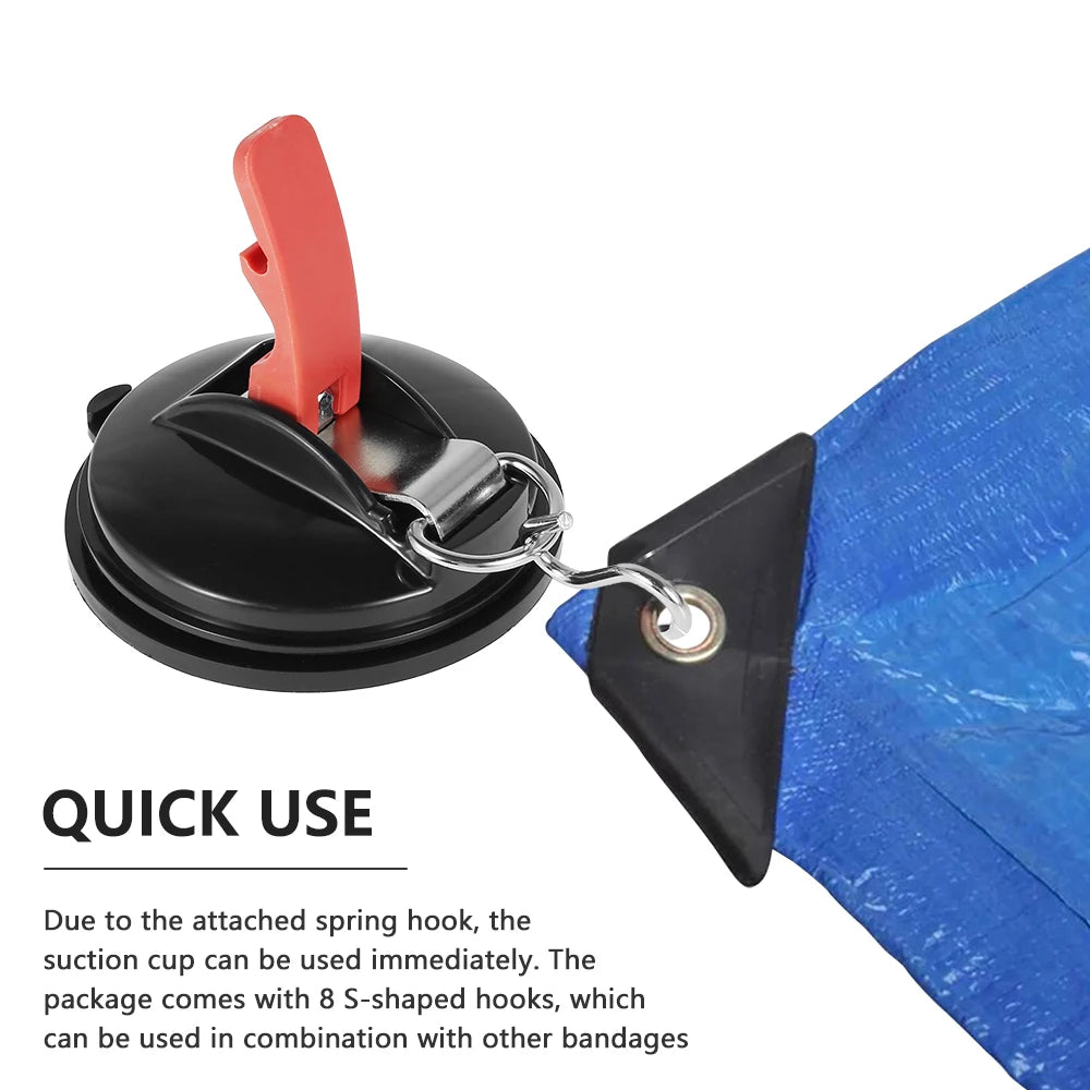 4PCS Multifunctional Heavy Duty Suction Cup Device Tie Tensioner Down Luggage Tarps Tents Camping Car Van with Securing Hook Zpaxo