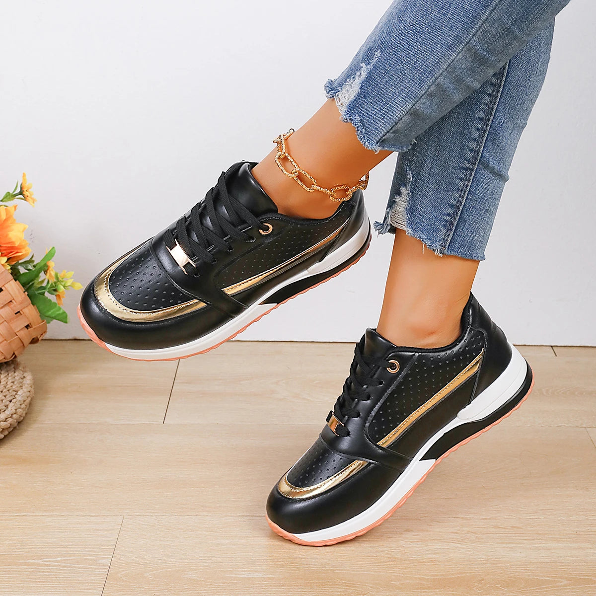 Women Sneakers 2025 New Outdoor Comfortable Shoes for Women Round Head Designer Loafers Lightweight Casual Sneakers for Women Zpaxo black 43