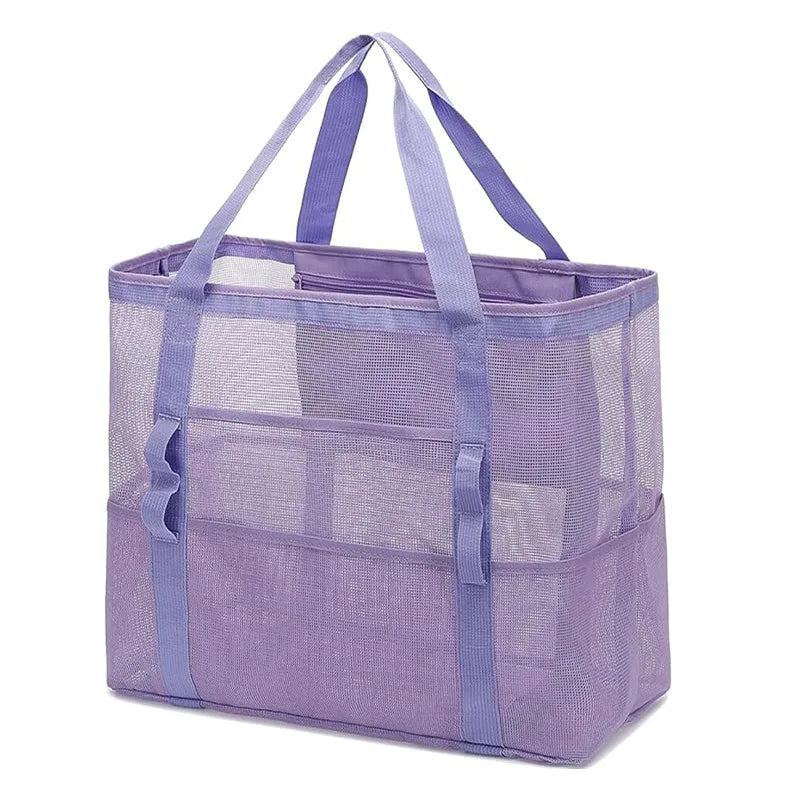 Large Capacity Mesh Beach Tote Bag Swimming Shower Fitness Travel Zpaxo purple-1pc