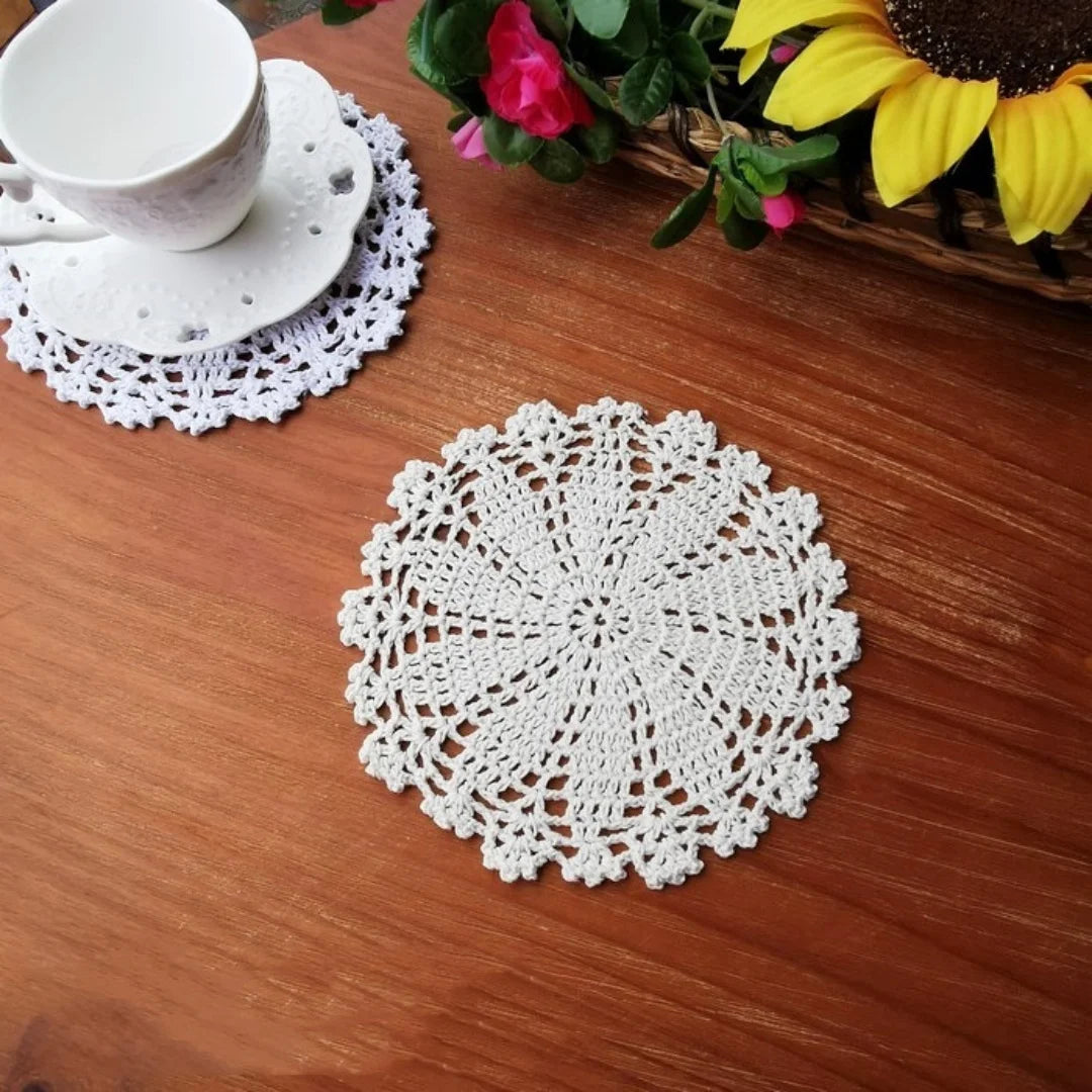 20cm Crochet Lace Placemat – Vintage Cotton Table Coaster Mat