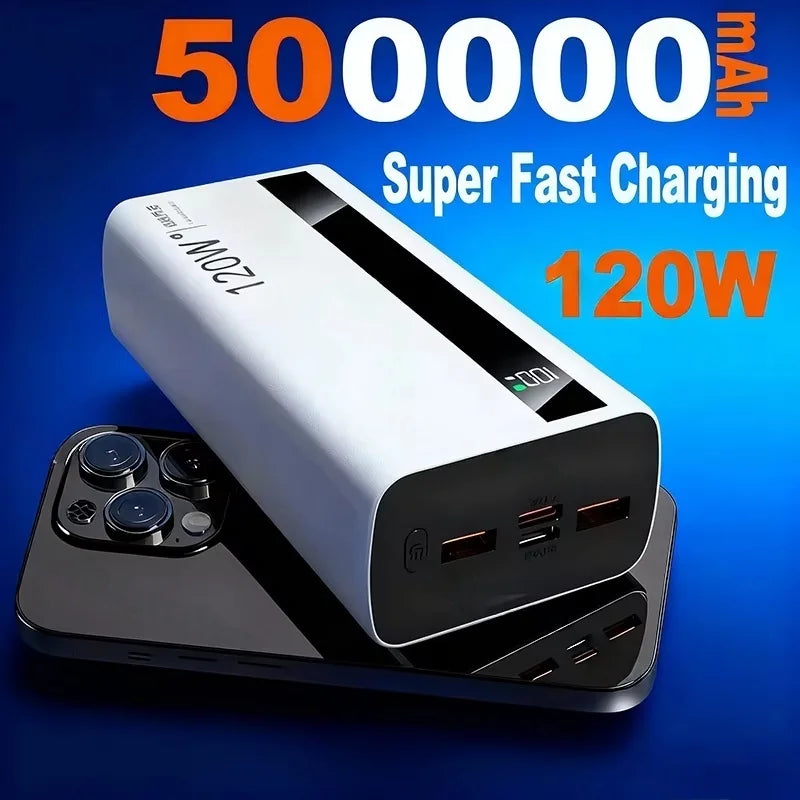 500000mAh High Capacity Power Bank 120W Super Fast Charging Power Bank Portable Battery Charger For iPhone Samsung Huawei Zpaxo