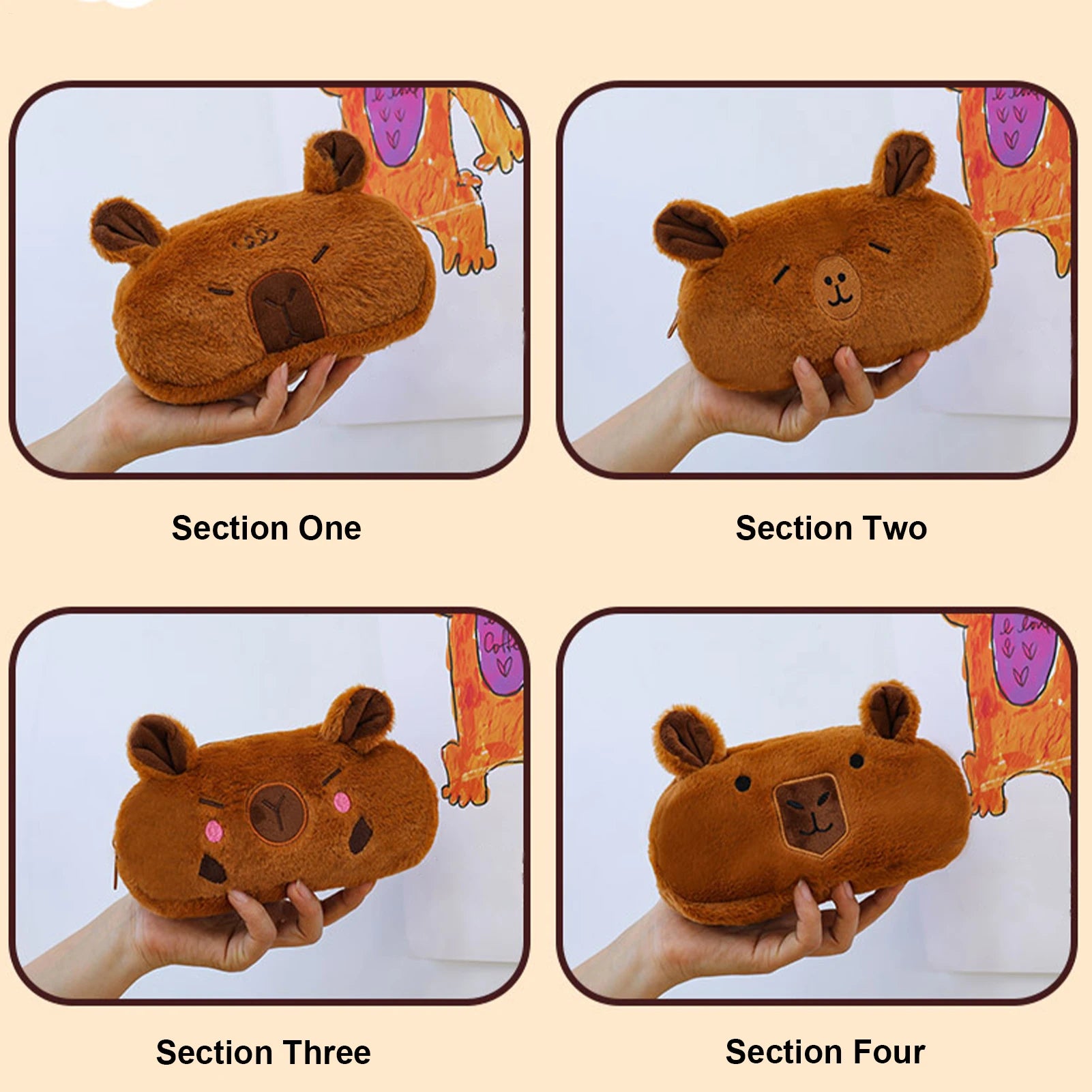 Cute Capybara Pencil Case – Large Capacity Kids Plush Pen Bag Kids Pencil Case Zpaxo