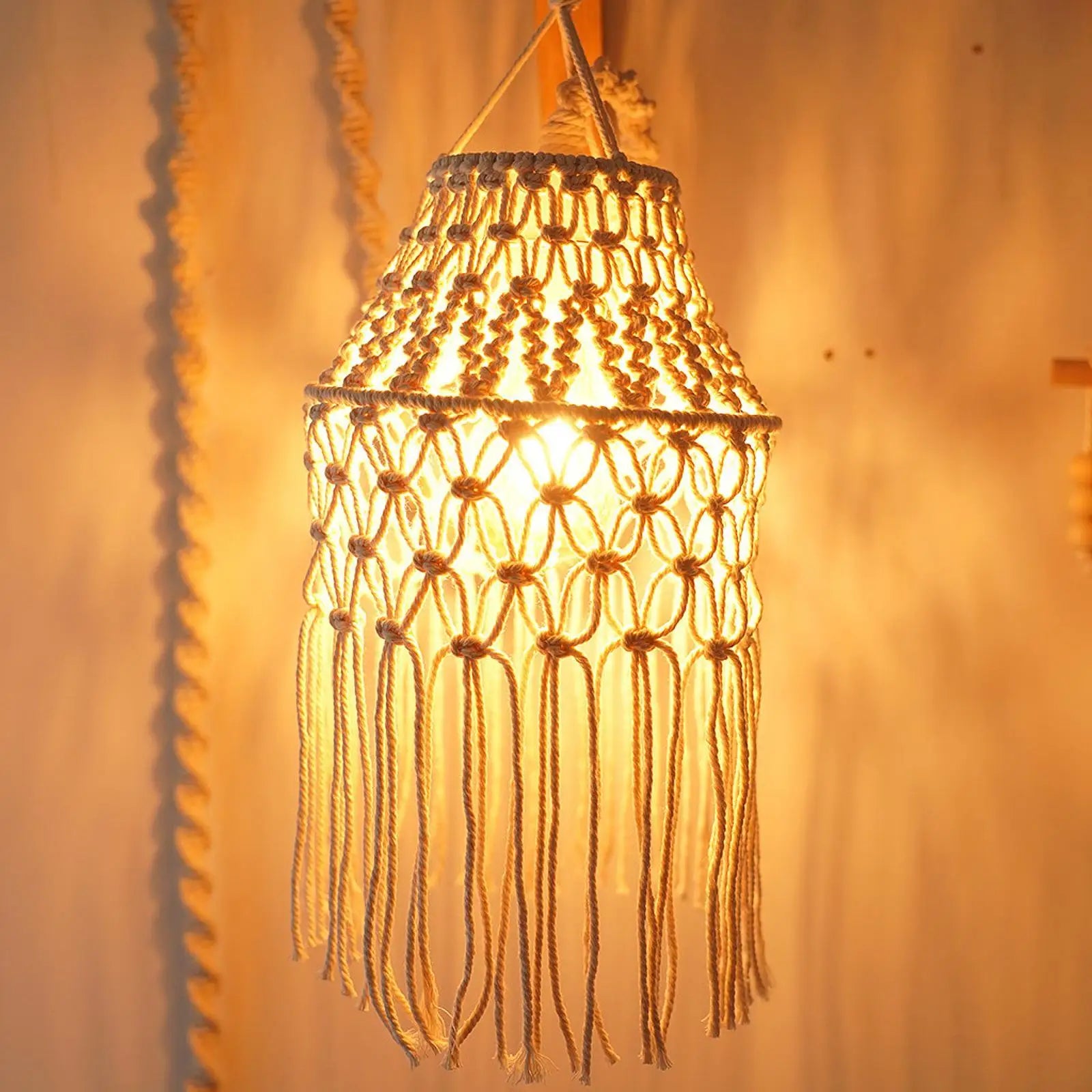 Boho Lampshade Lamp Shade Accessory Handwoven Light Decor Woven Zpaxo