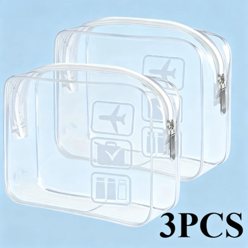 Clear PVC Toiletry Bags Transparent Travel Organizer Airport Carry-on