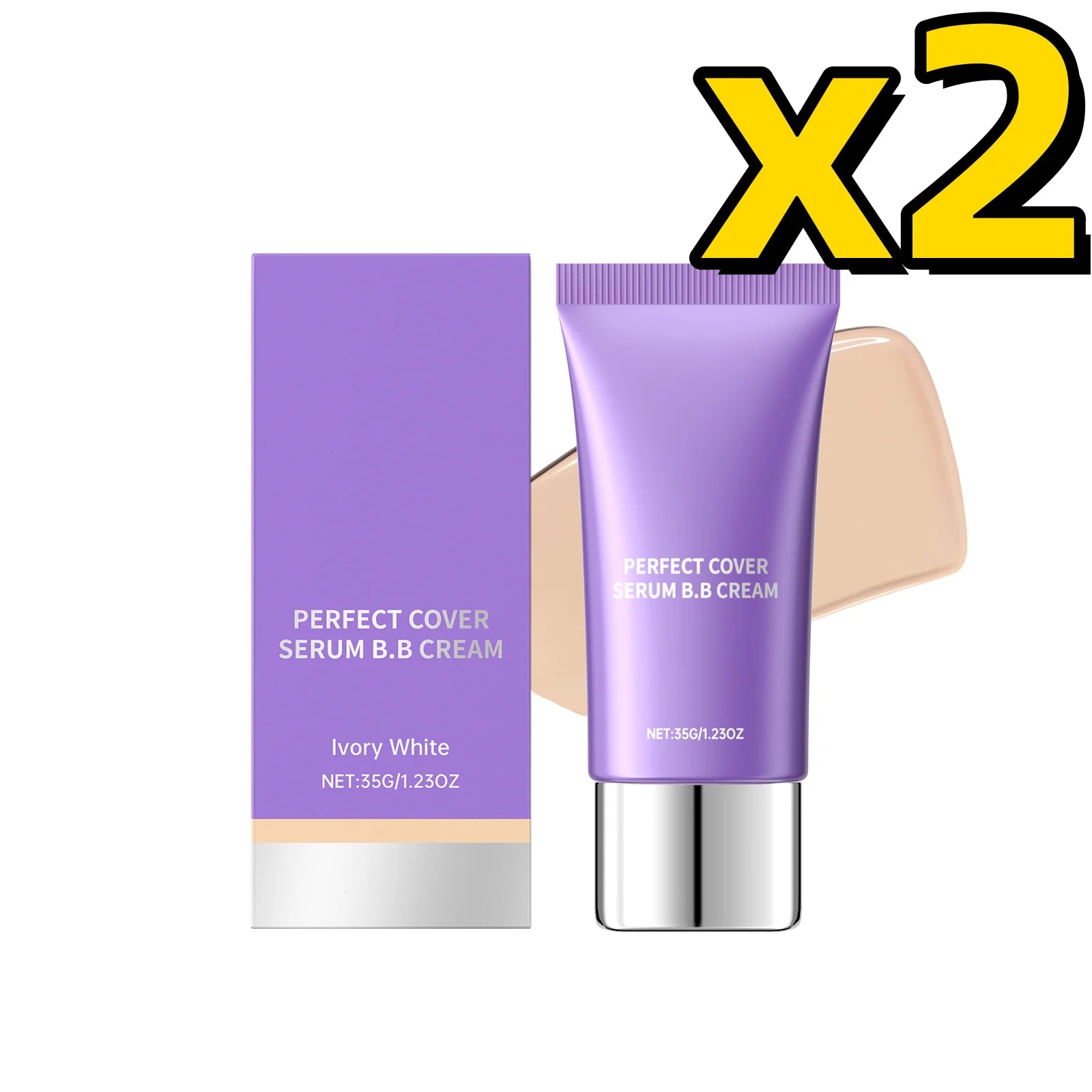 Perfect Cover BB Cream – Concealer, Hyaluronic Acid & SPF BB Cream Concealer Zpaxo Ivory White X 2