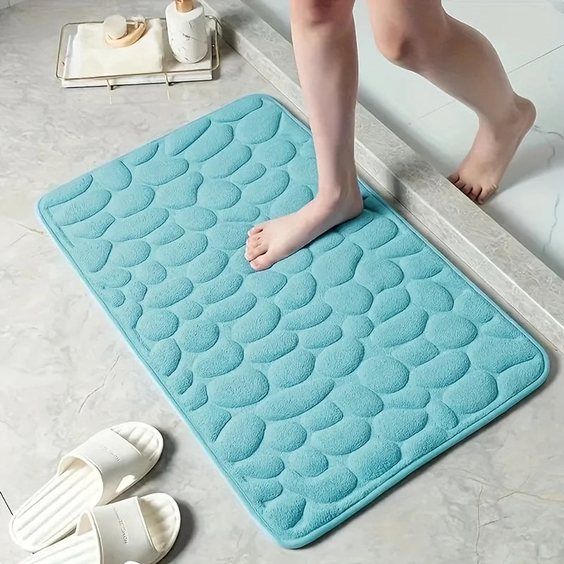 Easy And Stylish] Memory Foam Flannel Bath Mat Quick-Drying Non-Slip, Soft Comfortable, Machine Washable Stylish Home Bathroom Zpaxo